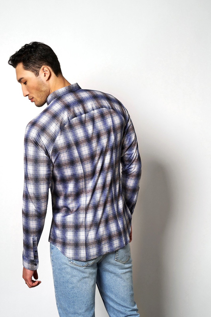 Menn Desoto | Jerseyskjorte »Modern Button Down« Bla/Brun