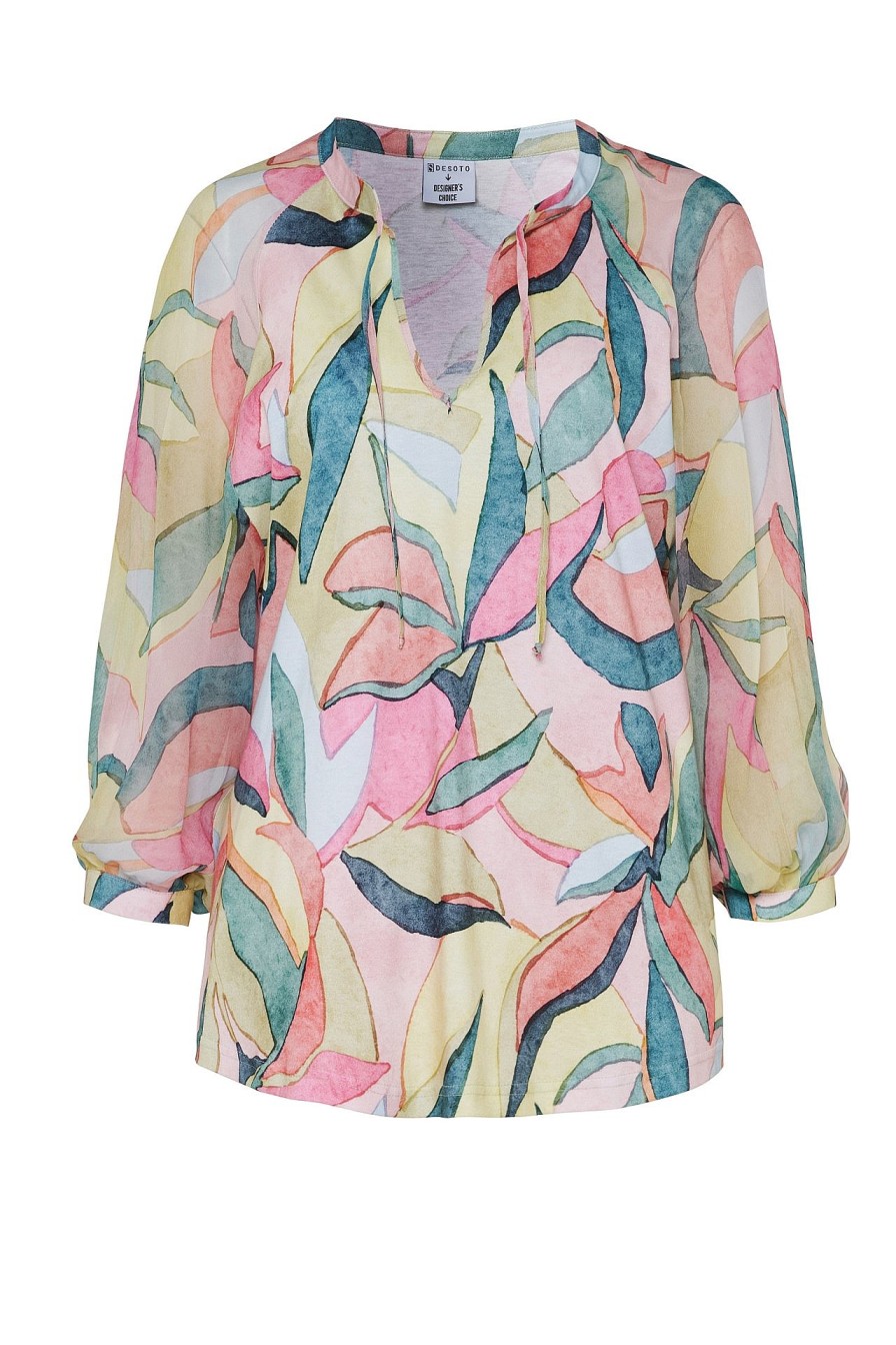 Kvinner Desoto | Jerseybluse "Layla" Rosa/Gronn/Gul